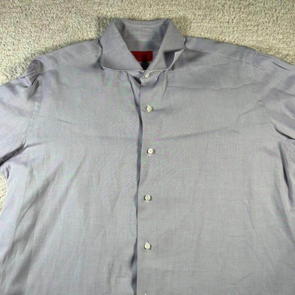 Isaia Napoli Mens Button Dress Shirt LS Light Purple Lavender Size 16 41 Large - Picture 3 of 13